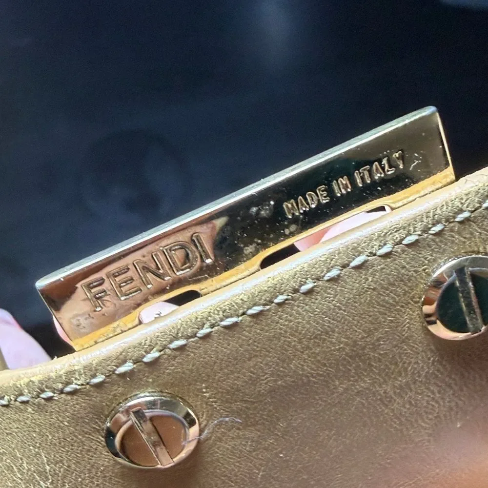 Beige Fendi Zucchino monogram canvas and leather bifold wallet